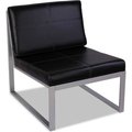 Alera Reception Lounge Chair - Leather - 27"W x 31 1/8"D x 30"H - Black/Silver 9383G